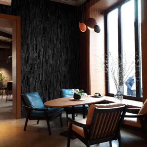 Coal mine - 3D timber wall panel with textured charcoal black finish to elevate interior decor