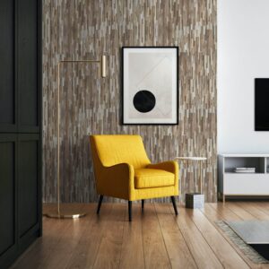 Peninsula – 3D timber wall panel made from recycled wood with a natural finish, featuring slim geometric lines and teak grain for modern interior design.