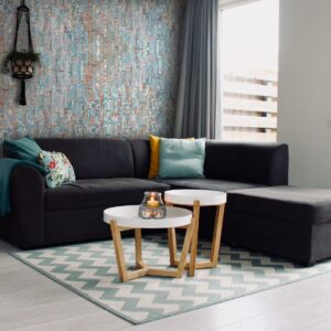 Sorento – 3D timber wall panel made from recycled wood with a weathered blue finish, designed to add colour, texture & relaxed vintage style to interiors.