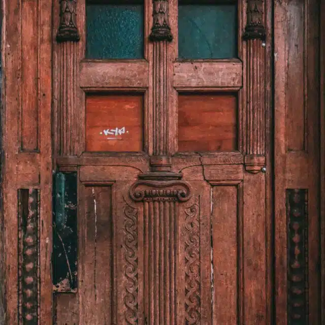 symmetric shot old weathered wooden door